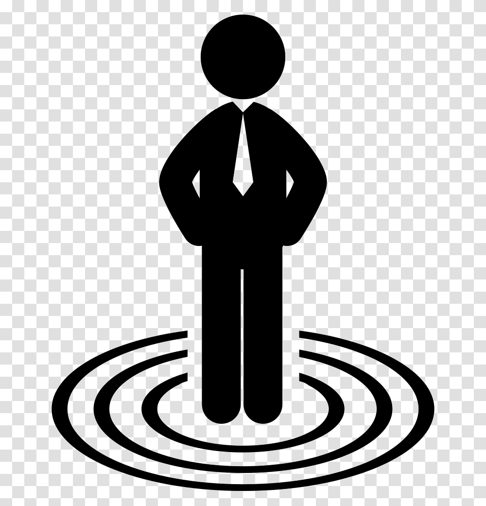 Businessman Standing On Business Target Concentric, Stencil Transparent Png