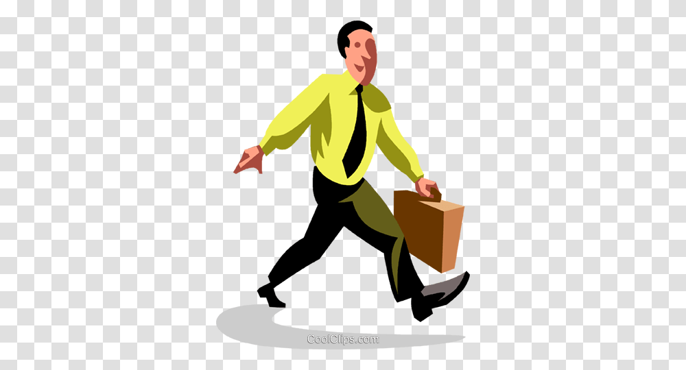 Businessman Striding To Work Royalty Free Vector Clip Art, Person, Sleeve, Bag Transparent Png