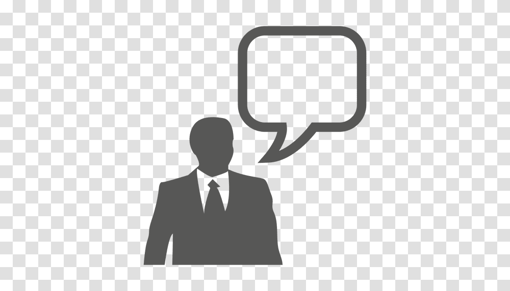 Businessman Text Bubble Icon, Person, Word, Crowd, People Transparent Png