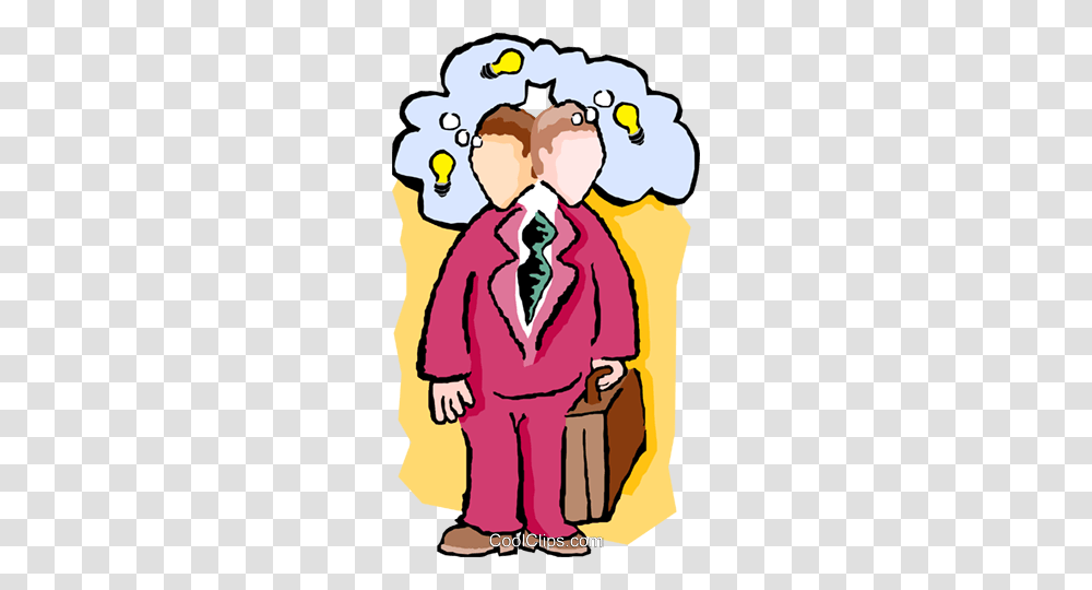 Businessman Thinking Of Ideas Royalty Free Vector Clip Art, Person, Coat Transparent Png