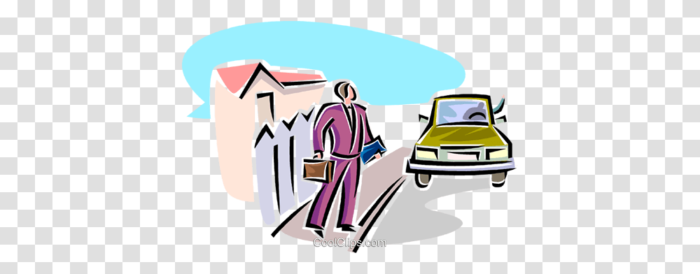 Businessman Waiting To Be Picked Up Royalty Free Vector Clip Art, Vehicle, Transportation, Drawing, Car Transparent Png