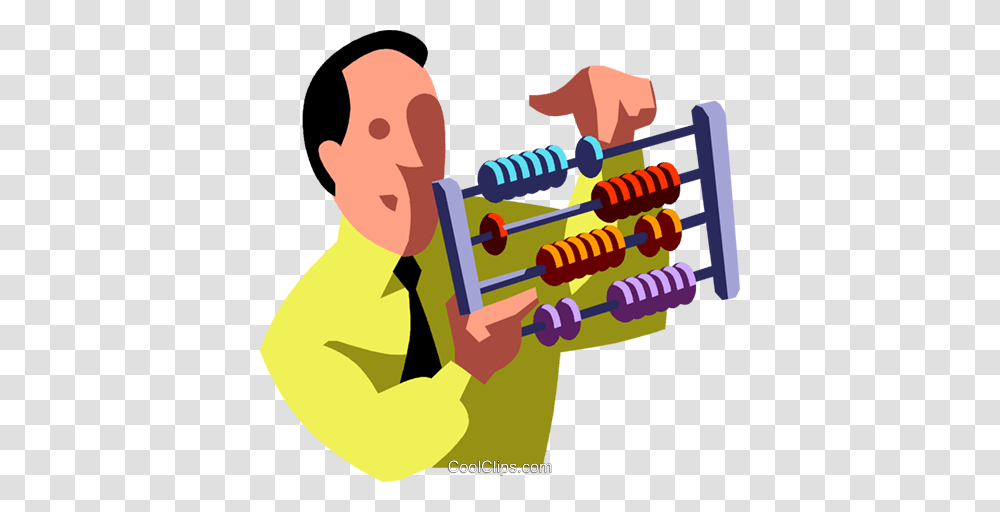 Businessman With An Abacus Royalty Free Vector Clip Art, Person, Outdoors, Musical Instrument, Face Transparent Png