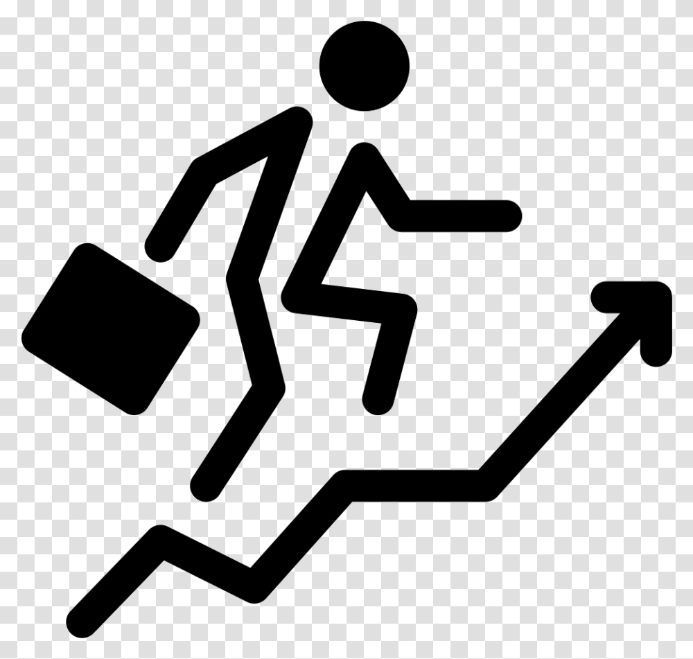 Businessman With Ascending Stair Arrow Stair, Sign, Recycling Symbol, Stencil Transparent Png