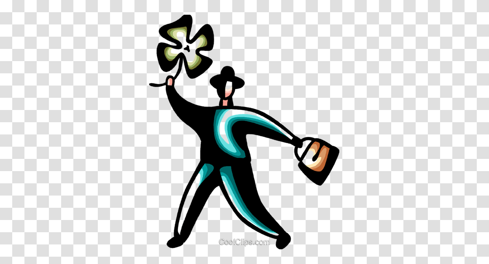 Businessman With Four Leaf Clover Royalty Free Vector Clip Art, Person, Logo, Silhouette Transparent Png