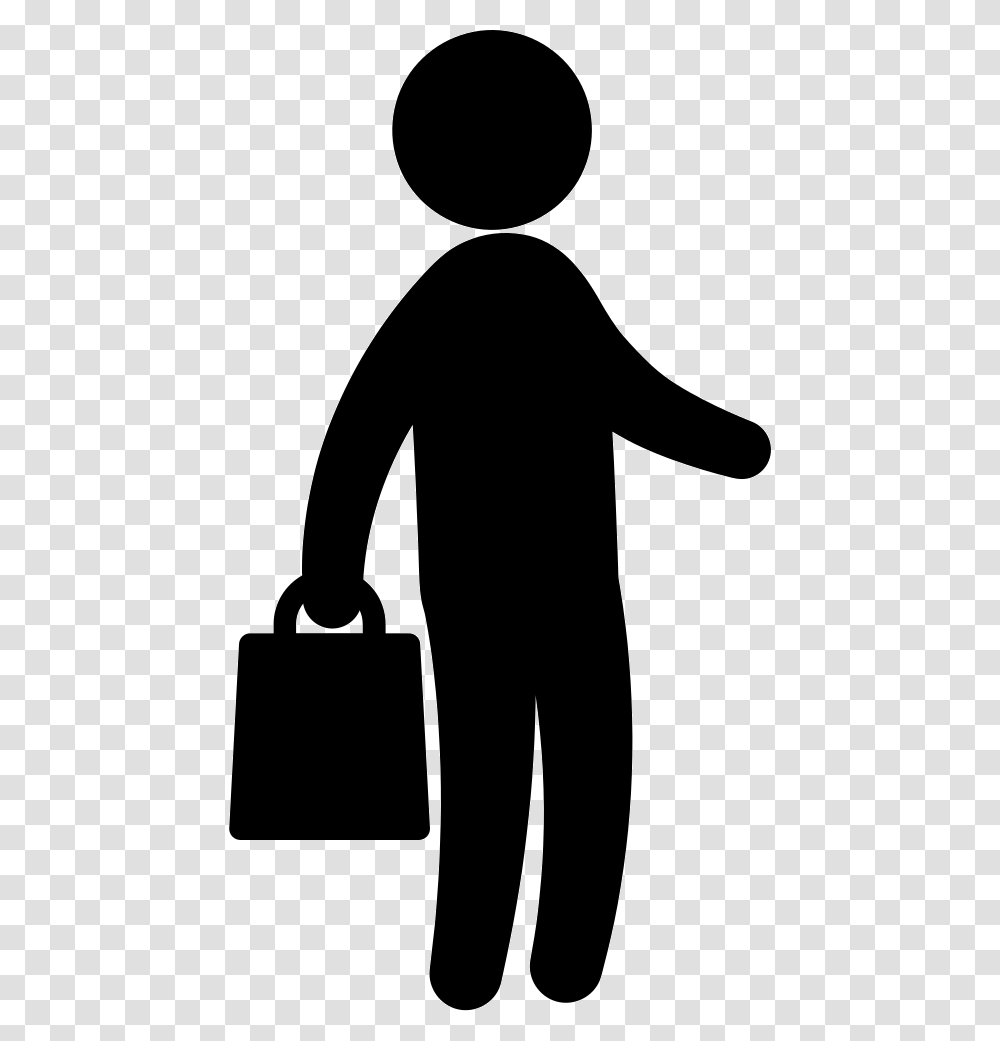 Businessman With Handbag Standing Silhouette Businessperson, Human, Accessories, Accessory, Briefcase Transparent Png