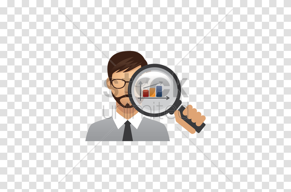 Businessman With Magnifying Glass Vector Image, Person, Human, Bow, Weapon Transparent Png