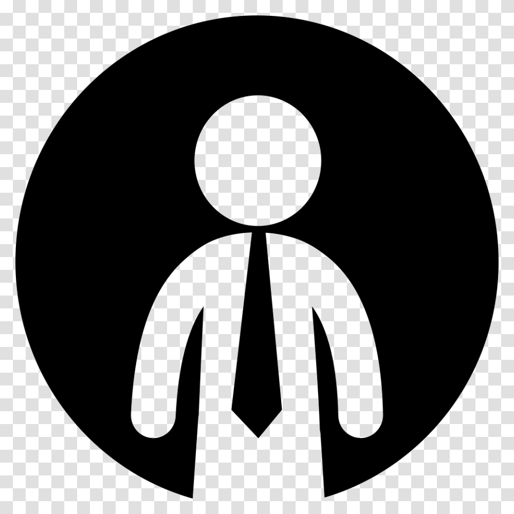 Businessman With Tie Inside A Circle Business Man White Icon, Logo, Trademark, Stencil Transparent Png
