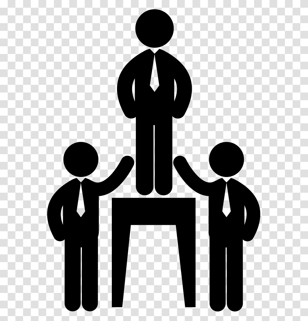 Businessmen Hierarchy With A Leader Comments Leader Icon, Emblem, Person, Human Transparent Png