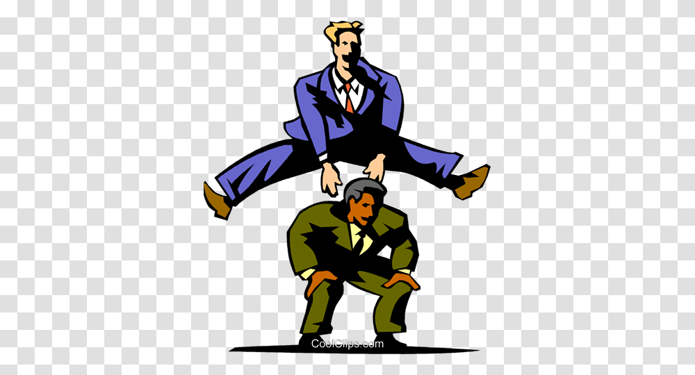 Businessmen Playing Leap Frog Royalty Free Vector Clip Art, Person, Human, Performer, Magician Transparent Png