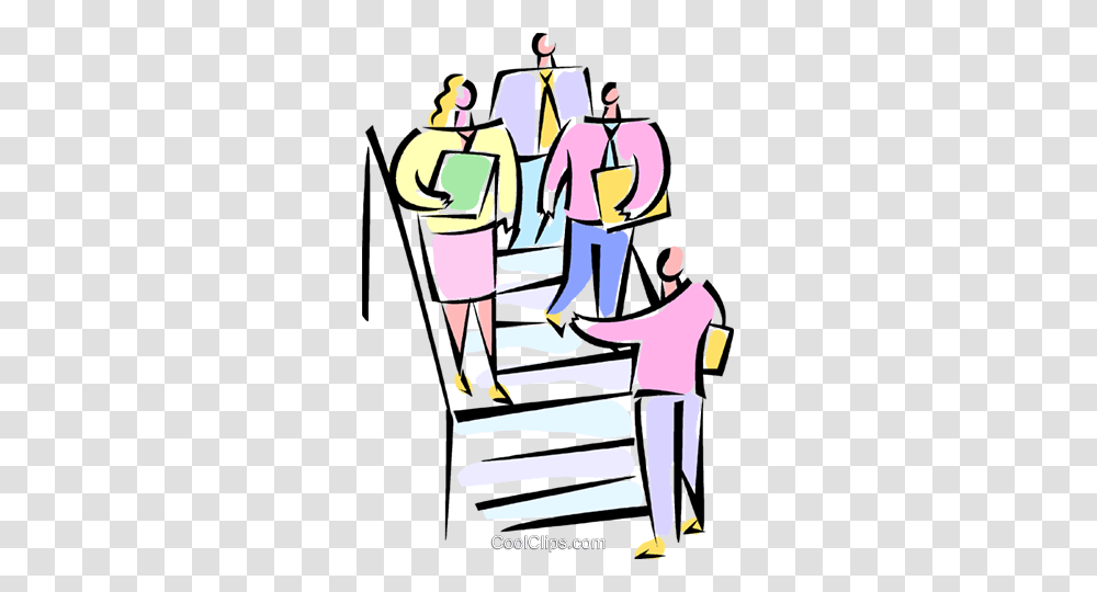 Businesspeople Walking Down The Stairs Royalty Free Vector Clip, Book, Staircase, Comics Transparent Png