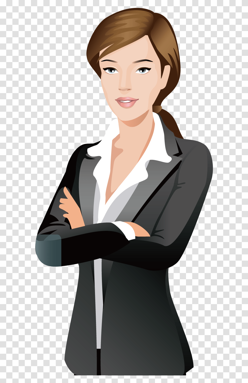 Businessperson Cartoon Silhouette Business Woman Vector, Performer, Suit, Overcoat Transparent Png