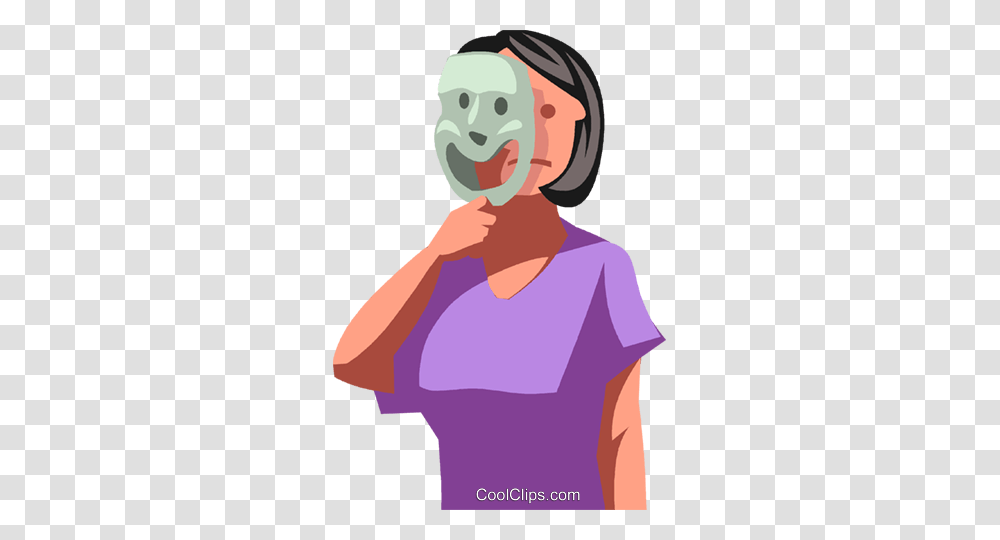 Businesswoman Hiding Behind A Mask Royalty Free Vector Clip Art, Face, Head, Female, Smile Transparent Png