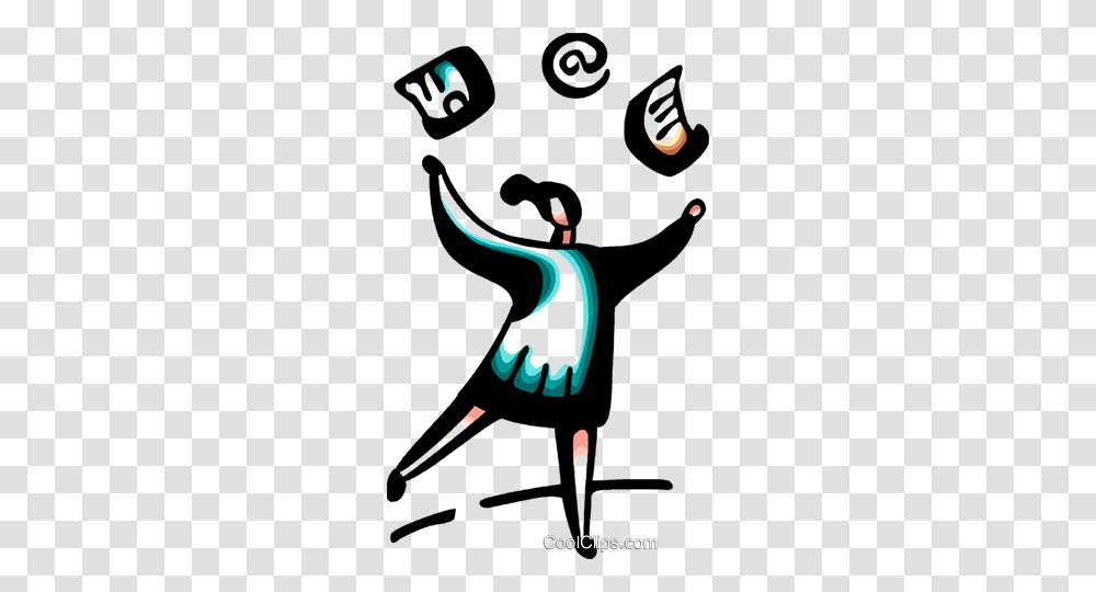 Businesswoman Juggling Workload Royalty Free Vector Clip Art, Performer, Leisure Activities, Dance Pose Transparent Png
