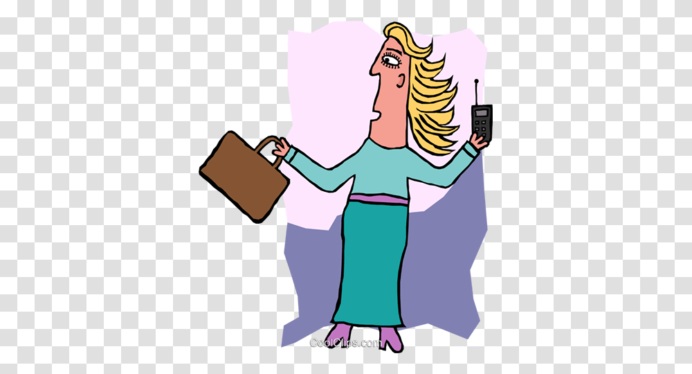 Businesswoman On The Move Royalty Free Vector Clip Art, Person, Human, Bag, Briefcase Transparent Png