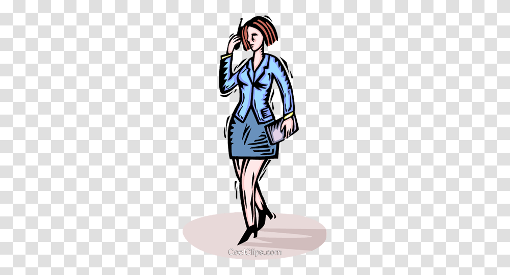 Businesswoman Talking On A Cell Phone Royalty Free Vector Clip Art, Person, Human, Book Transparent Png