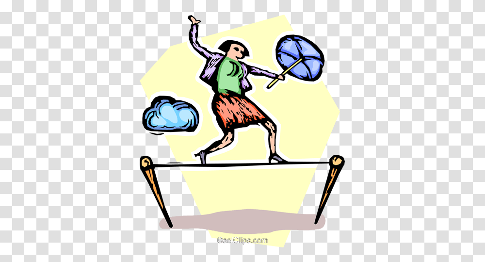 Businesswoman Walking A Tightrope Royalty Free Vector Clip Art, Person, Cleaning, Paddle, Oars Transparent Png