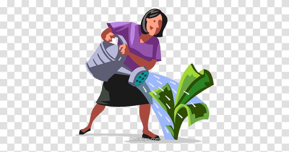 Businesswoman Watching Her Cash Grow Royalty Free Vector Clip Art, Person, Human, Outdoors, Garden Transparent Png