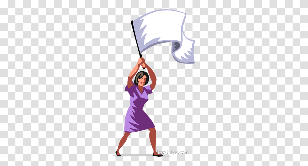 Businesswoman Waving A White Flag Royalty Free Vector Clip Art, Person, Human, Performer, Leisure Activities Transparent Png