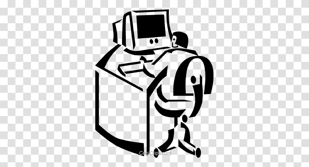 Businesswoman Working, Robot, Stencil, Box Transparent Png