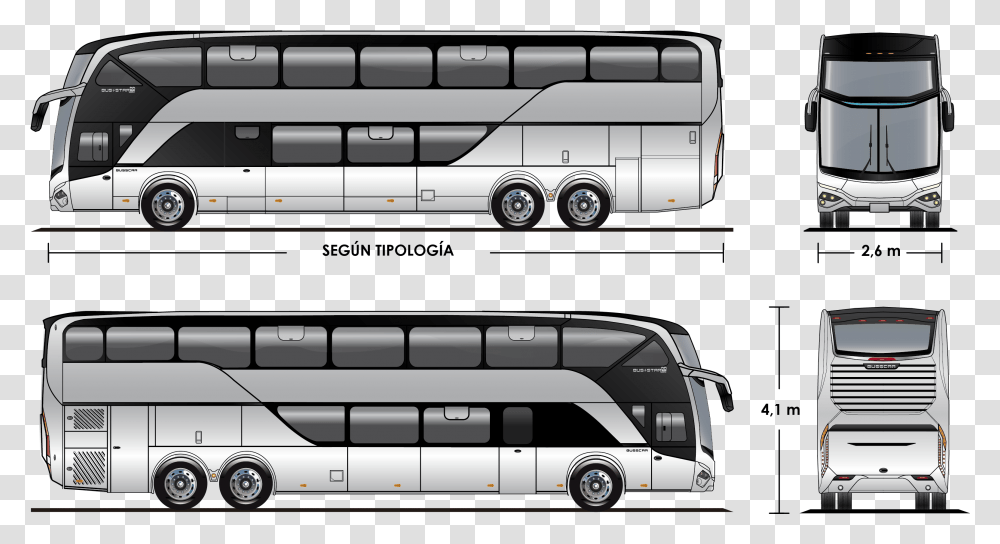 Busstar Dd S Layout Marcopolo 1800 Dd Blueprint, Vehicle, Transportation, Tour Bus, Car Transparent Png