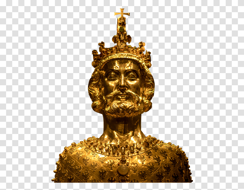 Bust Of Karl Sculpture Golden Statue Art Antiquity Golden Statue, Treasure, Architecture, Building, Temple Transparent Png