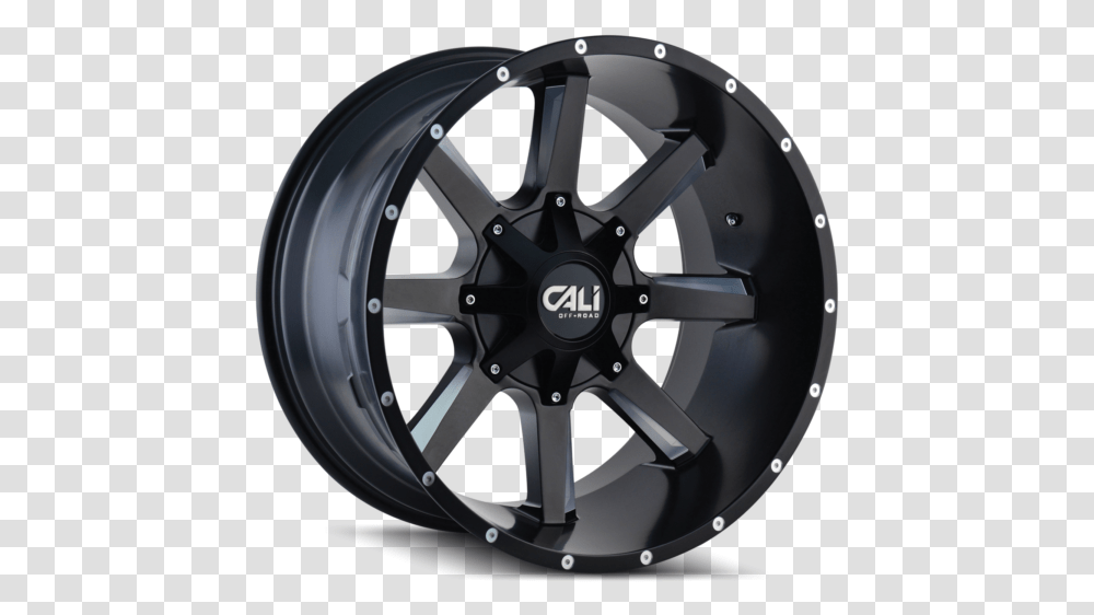 Busted Satin Black Milled Spokes Cali Offroad Wheels Busted, Machine, Tire, Helmet Transparent Png