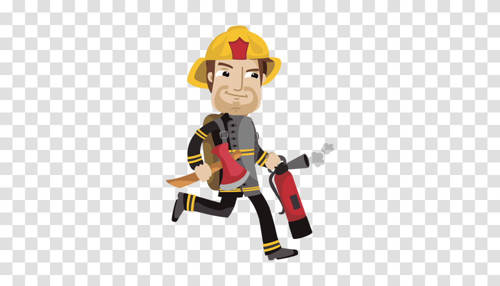 Busy Fireman Cartoon, Person, Human Transparent Png