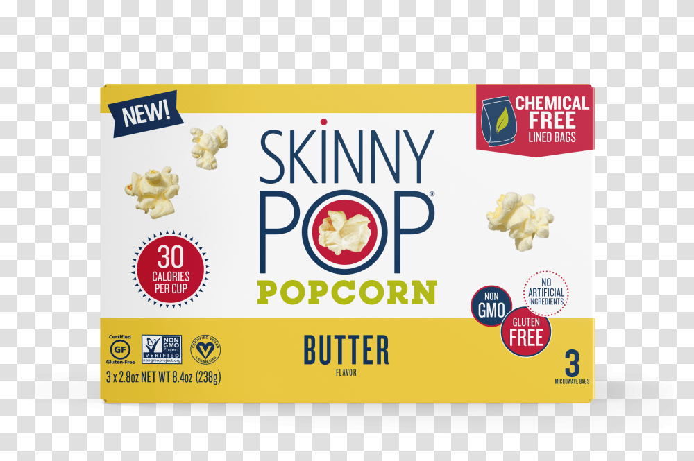 Butter Popcorn Skinny Pop Butter Popcorn, Food, Label, Id Cards Transparent Png