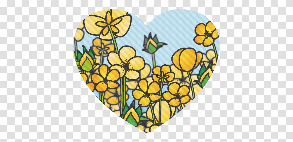 Buttercup Flower Field Yellow Floral Arrangement Heart Shaped Heart, Rug, Floral Design, Pattern Transparent Png