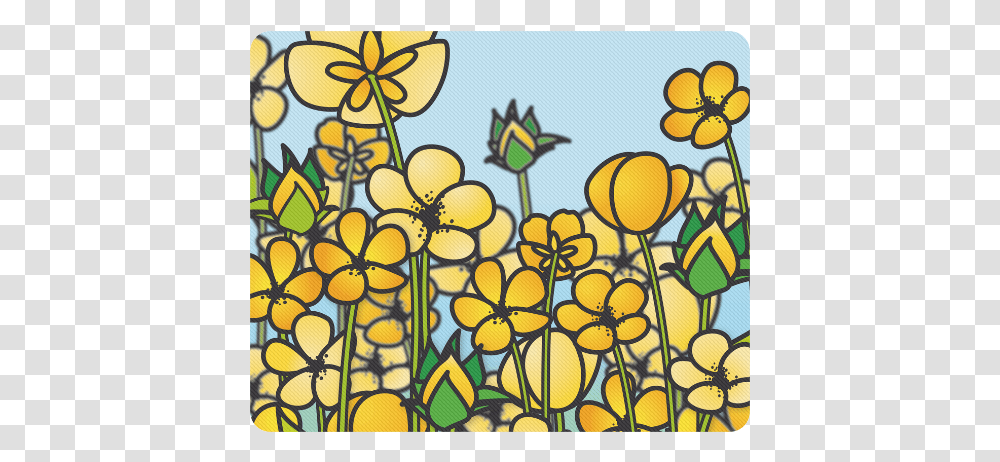 Buttercup Flower Field Yellow Floral Arrangement Rectangle Motif, Floral Design, Pattern Transparent Png