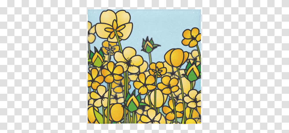 Buttercup Flower Field Yellow Floral Arrangement Square Cartoon, Gate, Floral Design, Pattern Transparent Png