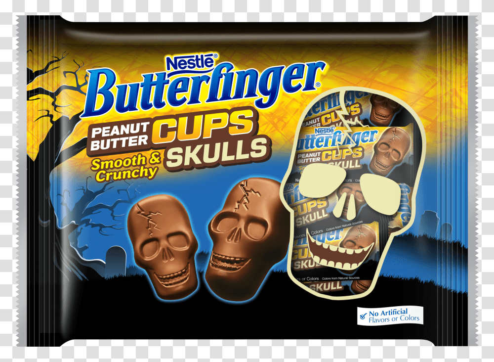 Butterfinger Fun Size Peanut Butter Cups Skulls Butterfinger Halloween, Person, Hand, Flyer, Poster Transparent Png