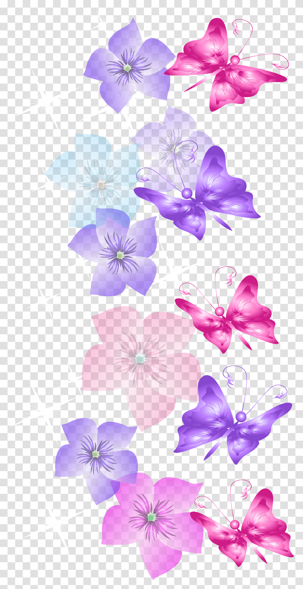 Butterflies And Flowers Decoration Clipart Flower Marco Flores Y Mariposas, Geranium, Plant, Blossom, Purple Transparent Png