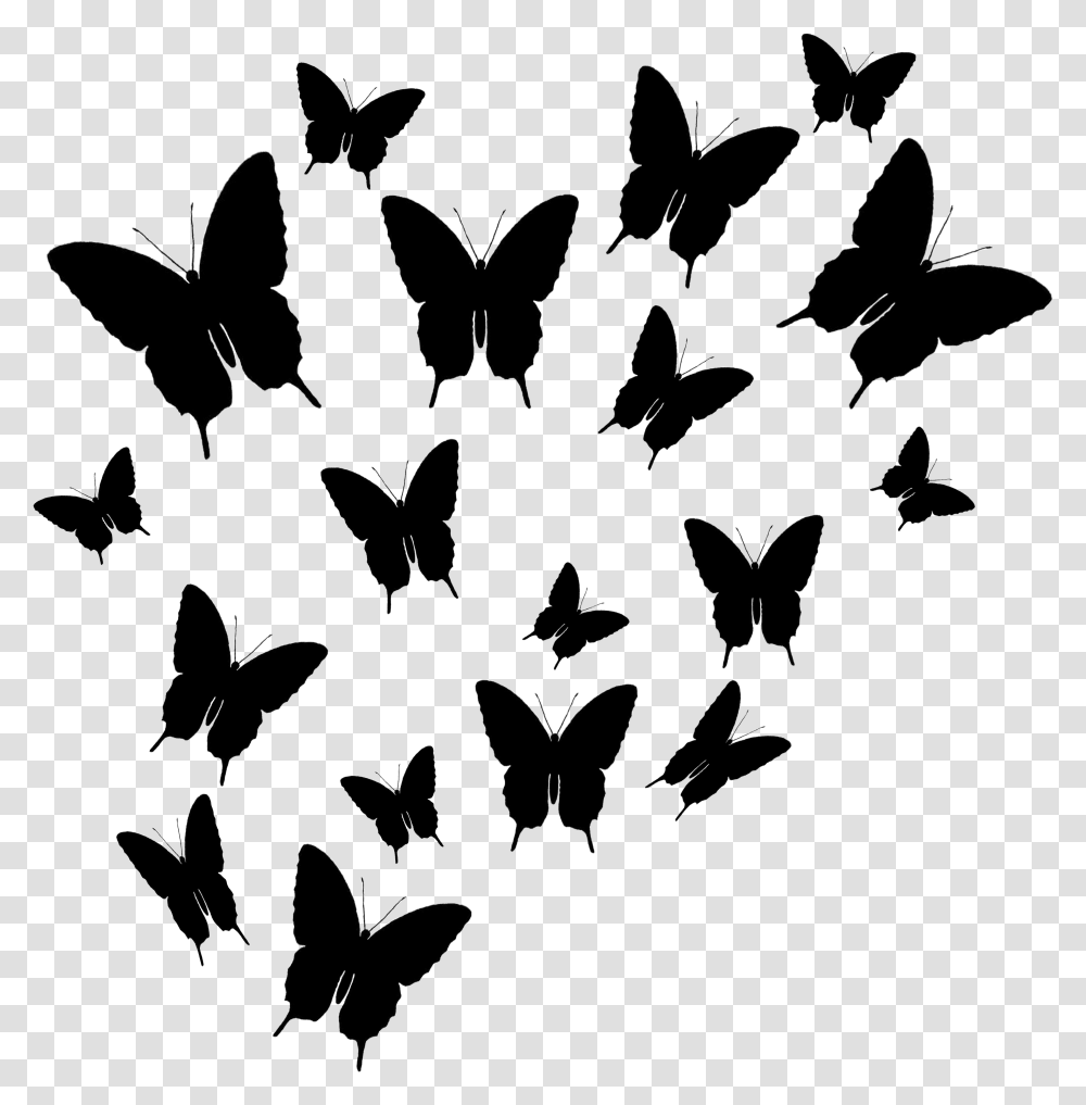 Butterflies Black Silhouette Shadow, Outdoors, Nature, Gray Transparent Png