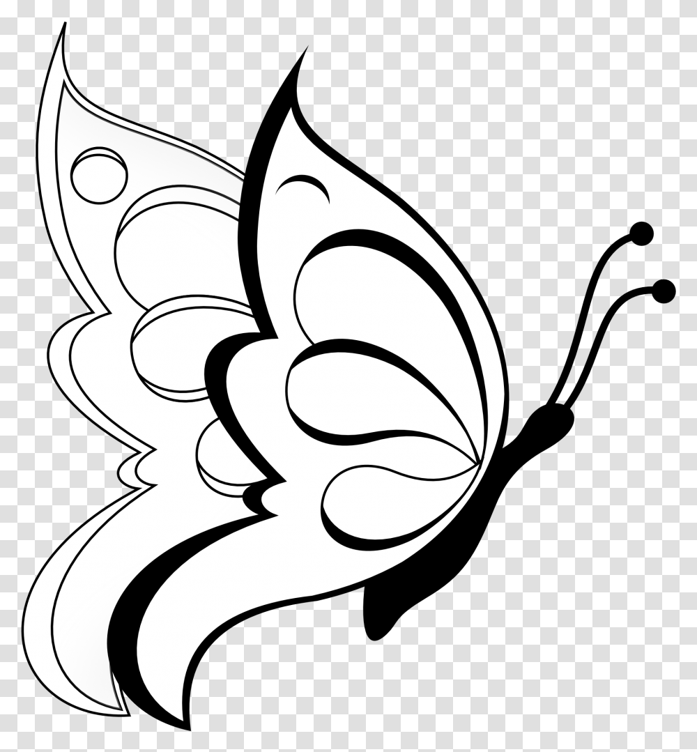 Butterflies Clipart Line Drawing Butterfly Clipart Black And White, Stencil, Graphics, Pattern, Sea Transparent Png