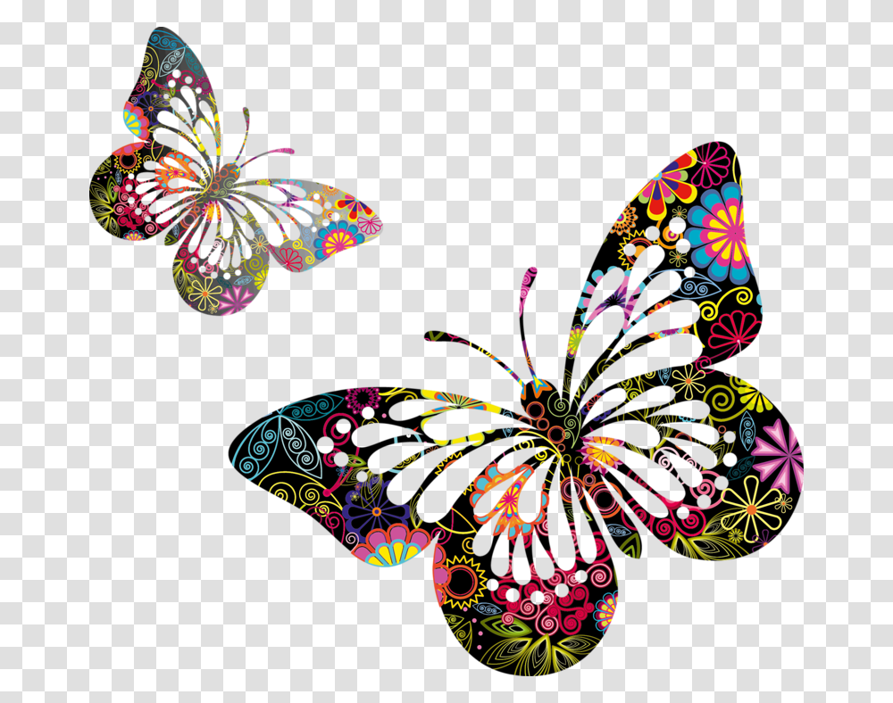 Butterflies Dragonflies, Pattern, Ornament, Fractal Transparent Png