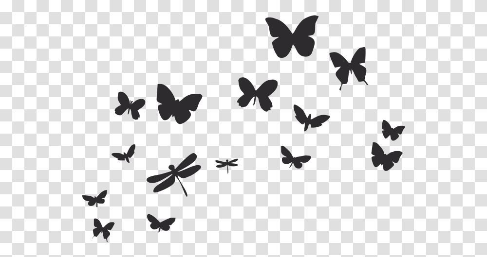Butterflies Flying Black And White, Airplane, Bird, Animal, Stencil Transparent Png