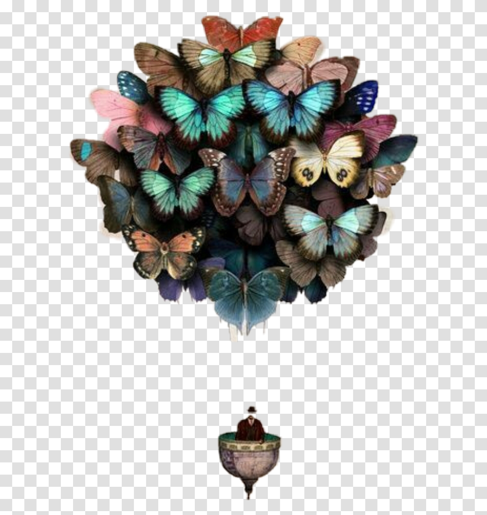 Butterflies Hotairballoon Freetoedit Butterfly Balloons Art, Animal, Insect, Invertebrate, Collage Transparent Png