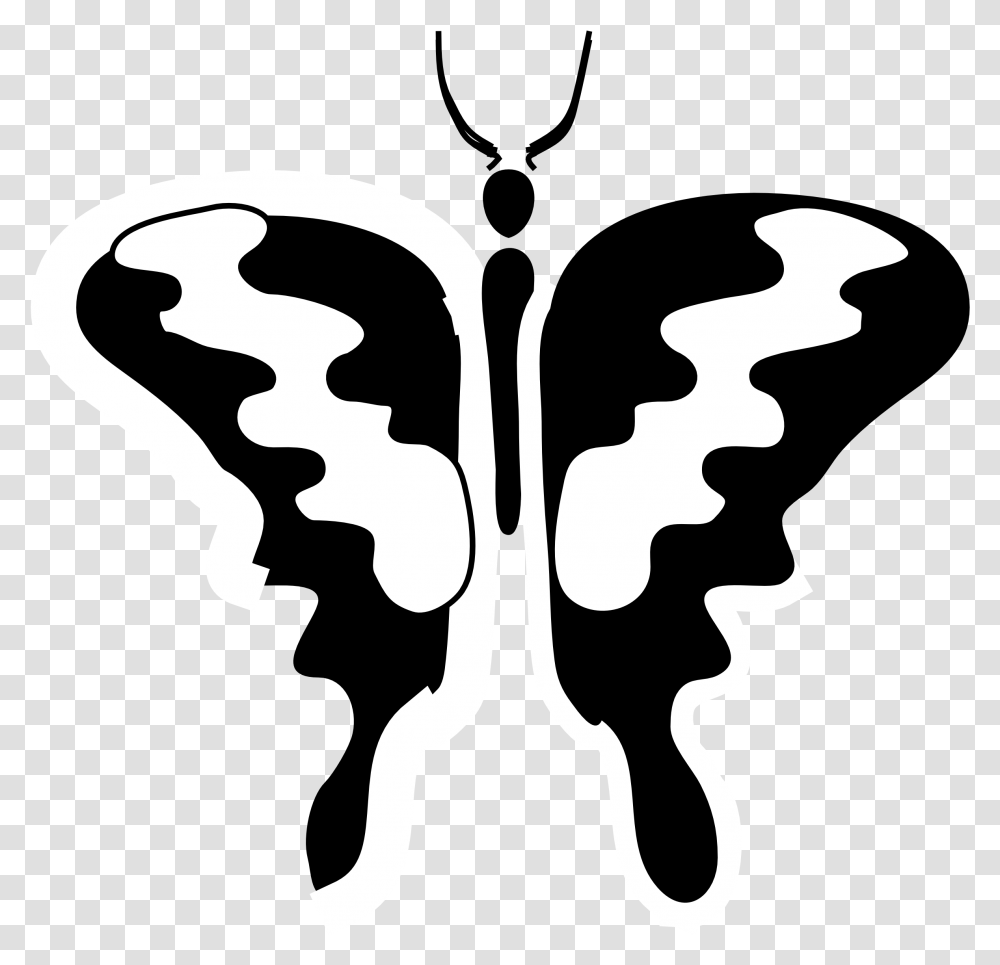 Butterfly 63 Black White Line Art Scalable Vector Graphics Babochki Pdf, Stencil Transparent Png