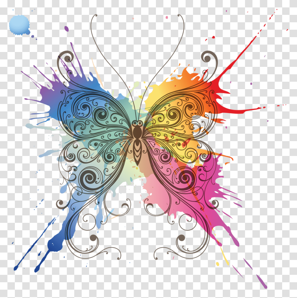 Butterfly Abstract, Floral Design, Pattern Transparent Png