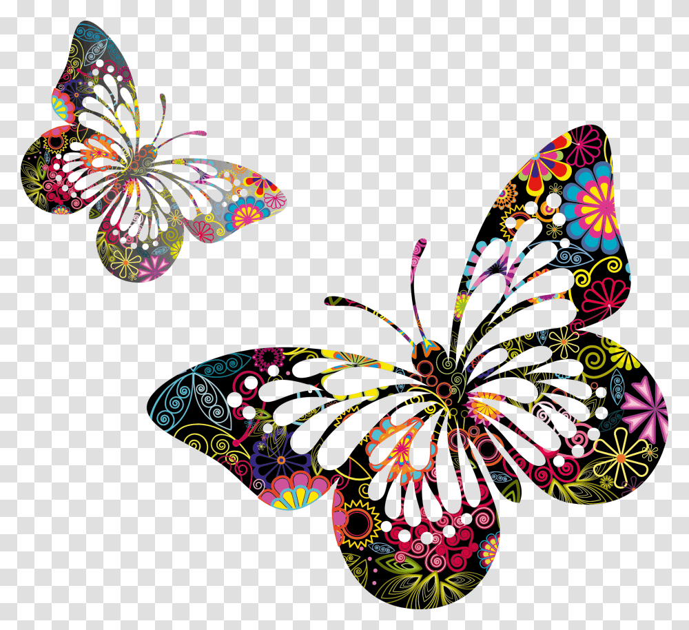 Butterfly And Flower, Floral Design, Pattern Transparent Png
