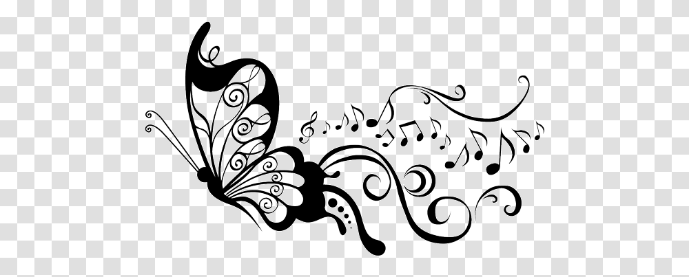 Butterfly And Music Note Tattoo, Floral Design, Pattern Transparent Png