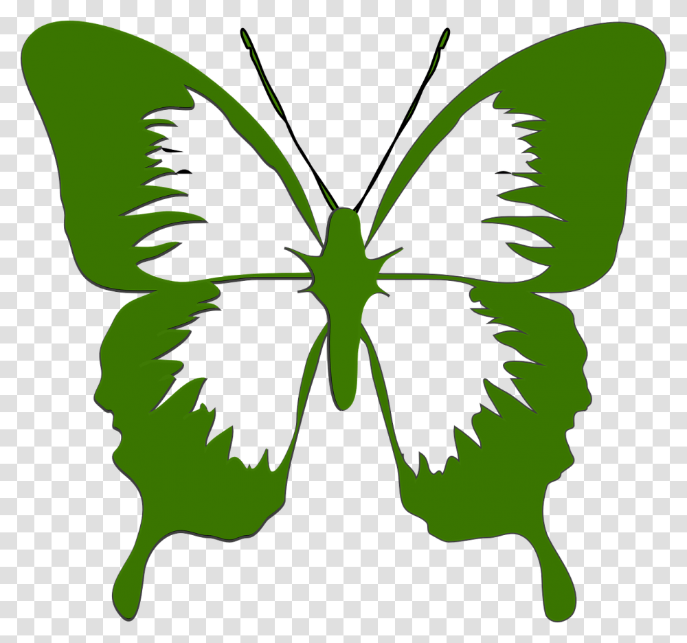 Butterfly Art Design Isolated Shape Decorative Butterfly Green Clip Art, Plant, Leaf, Stencil, Tree Transparent Png