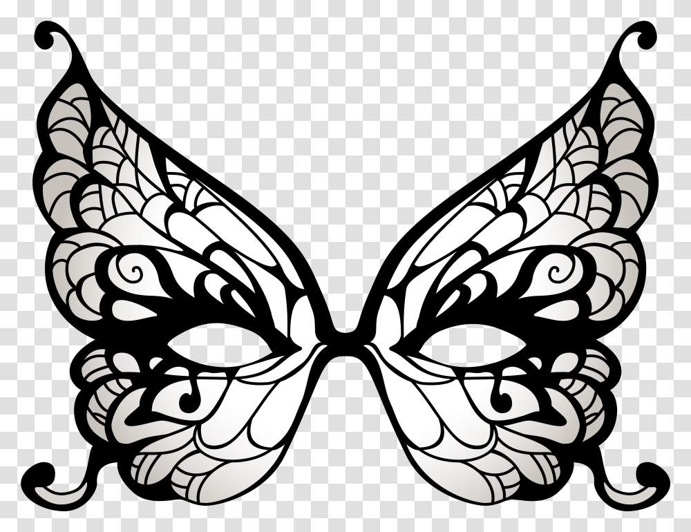 Butterfly Black And White Clipart Background Butterfly Masquerade Mask Template, Stencil, Insect, Invertebrate, Animal Transparent Png