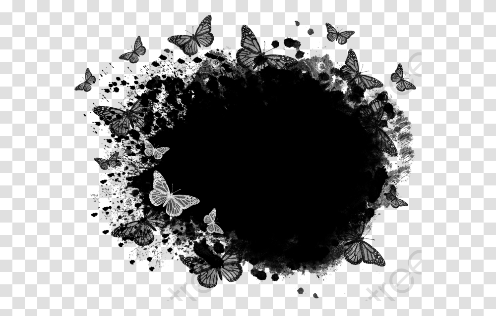 Butterfly Black And White Clipart Border, Gray, World Of Warcraft Transparent Png