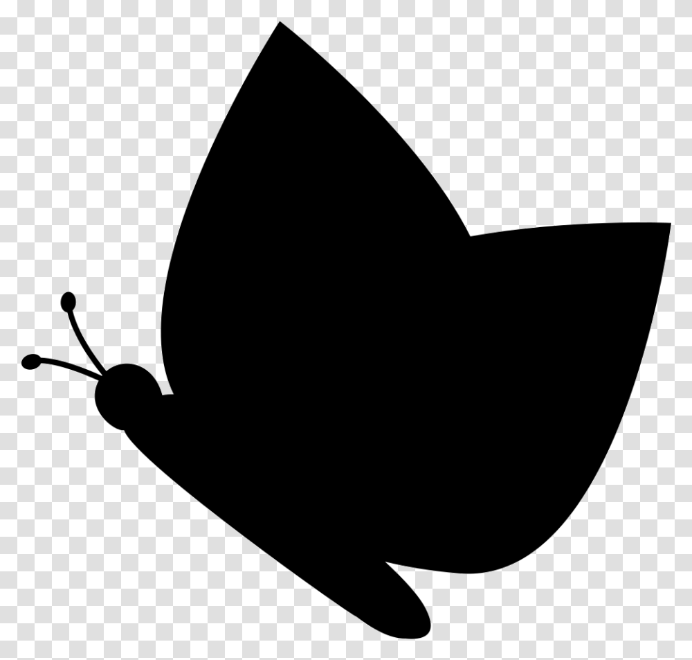 Butterfly Black Silhouette From Side View Comments Butterfly Silhouette Side, Stencil, Apparel, Hat Transparent Png