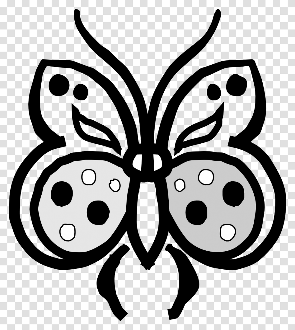 Butterfly Black White Art Flower Greenery Shrub Info Line Art, Stencil, Texture Transparent Png