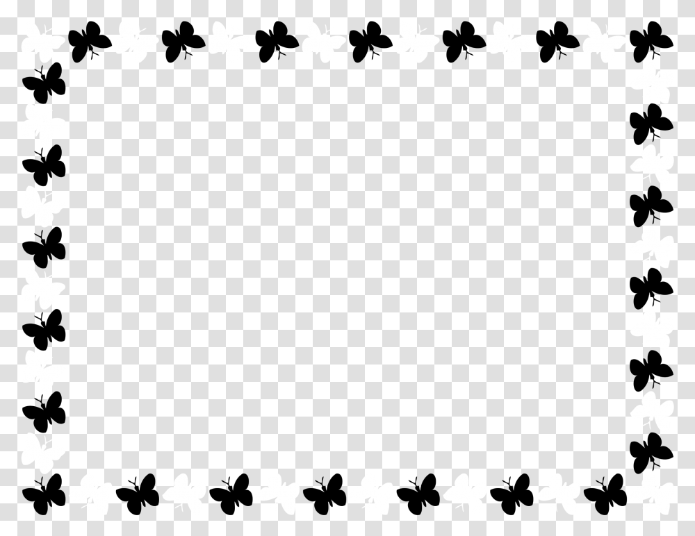 Butterfly Border Clipart Black And White Black And White Butterfly Border Design, Star Symbol, Snowflake, Cross Transparent Png