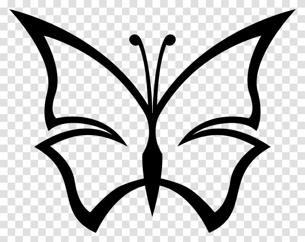 Butterfly Clipart Black And White, Stencil Transparent Png