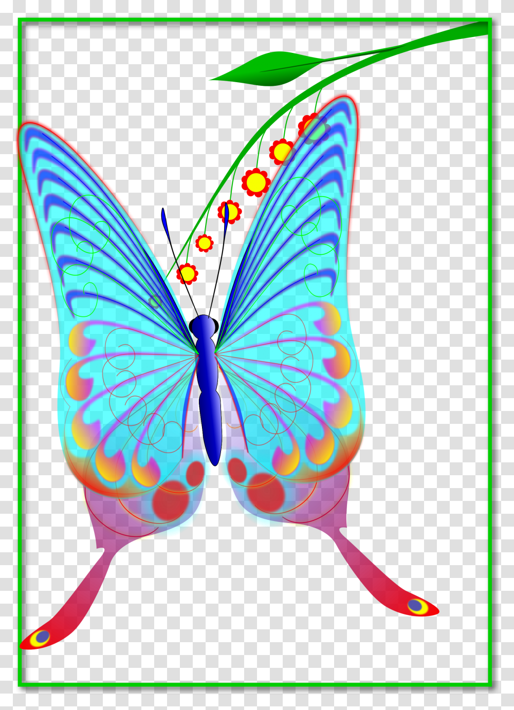 Butterfly Clipart Brush Footed Butterflies Butterfly Mariposa Con Muchos Colores, Ornament, Pattern, Fractal, Animal Transparent Png